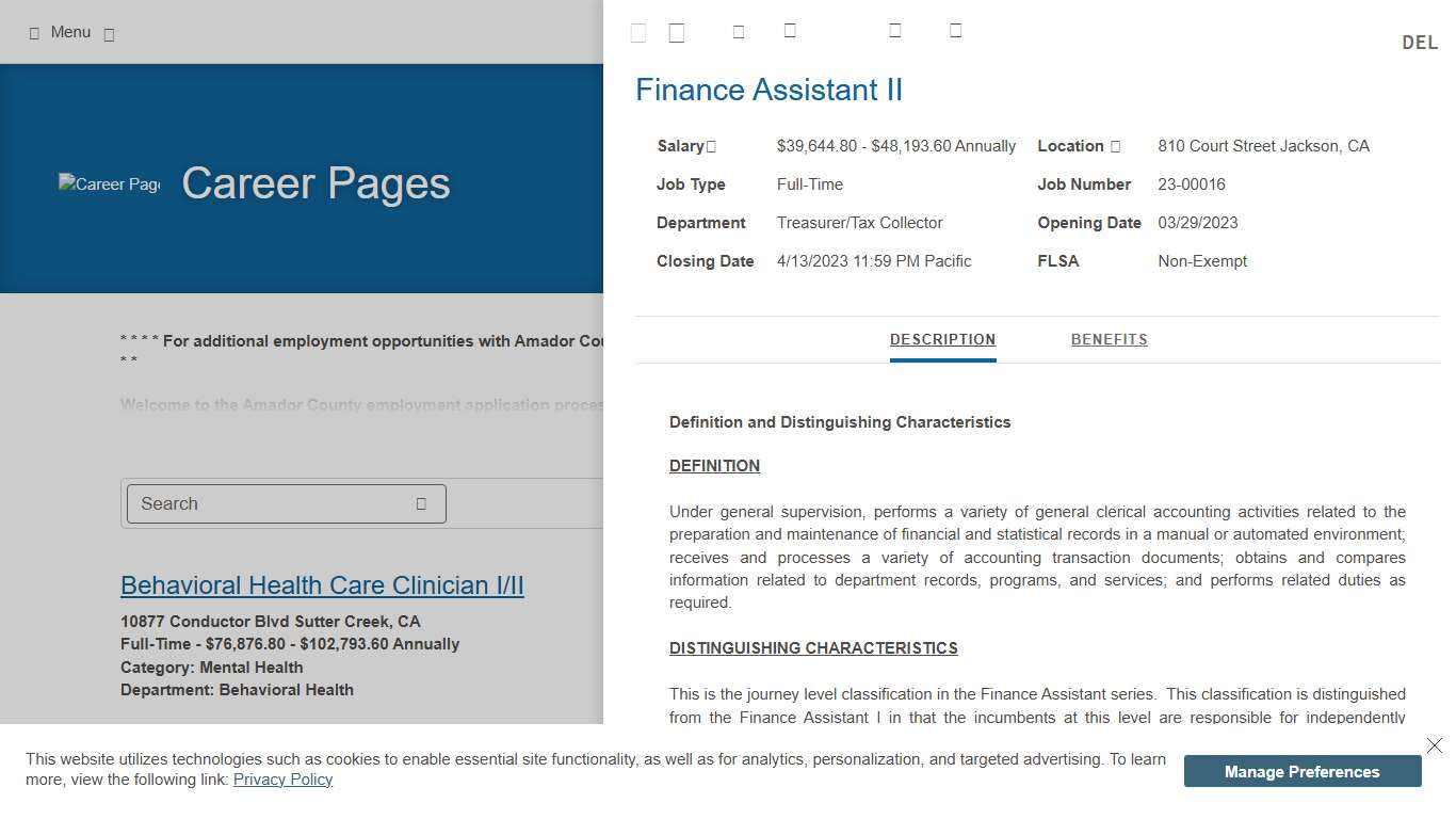 finance-assistant-ii Job Details tab Career Pages